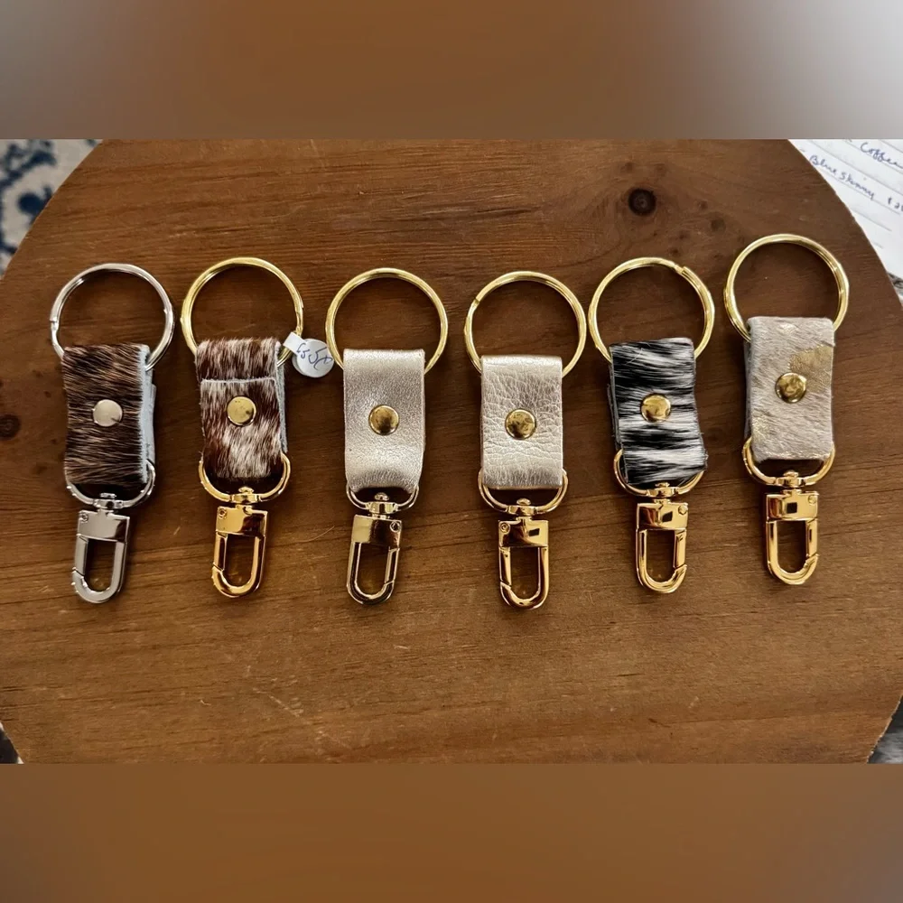 Beaudin Metallic Gold Leather Keychain Gold Hardware Boutique NWOT